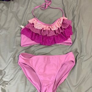 purple bikini backless with lace